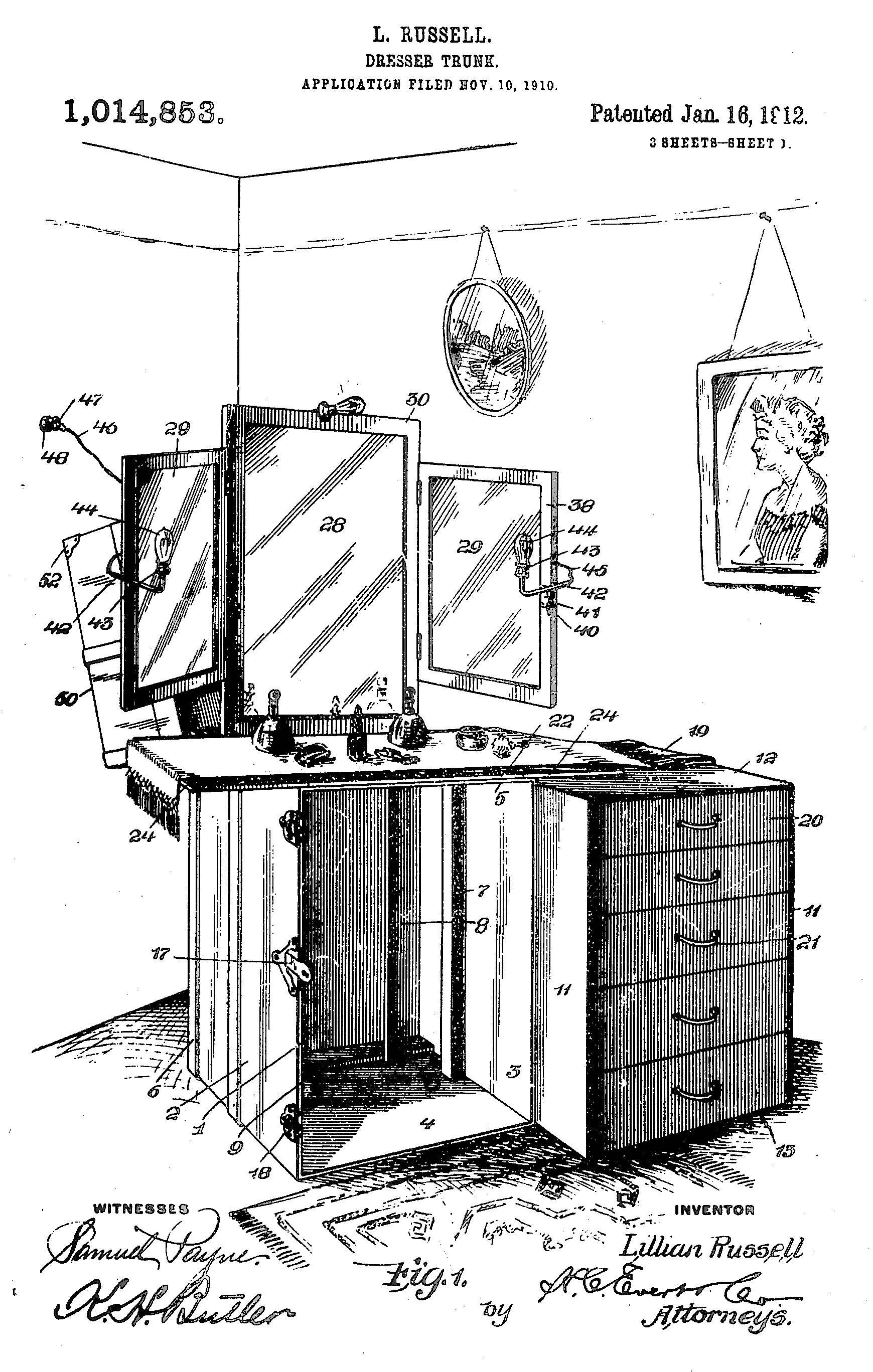 Figure 6 Drawings for U.S. Patent # 
    1,014,853