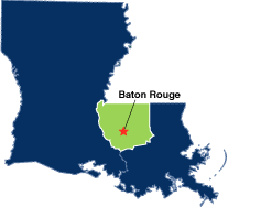 Map of Louisiana, Middle District Highlighted