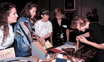 Mary Wootton demonstrating gold tooling