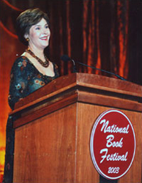 First lady Laura Bush opens the 2003 National Book Festival in the Library's Coolidge Auditorium with remarks about her love of books and the importance of reading.