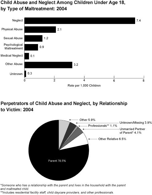 child abuse and neglect bar and pie charts