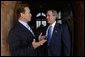 President George W. Bush meets with California Governor-Elect Arnold Schwarzenegger in Riverside, Calif., Thursday, Oct. 16, 2003. White House photo by Eric Draper