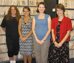 NCRAD administrative staff are, from left, Teresa Evans, Kate Kreiner, Kelley Faber, and Dr. Tatiana Foroud.