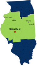 Map of Illinois, Central District Highlighted