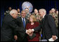 Vice President Dick Cheney and President George W. Bush congratulate Robert Gates and his wife Becky after his swearing-in ceremony as Secretary of Defense at the Pentagon Monday, Dec. 18, 2006. White House photo by Eric Draper