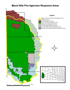 map, Black Hills Fire Agencies Response Areas Map