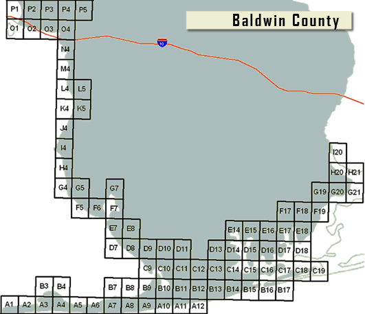 Surge Inundation Map of Baldwin County, Alabama
