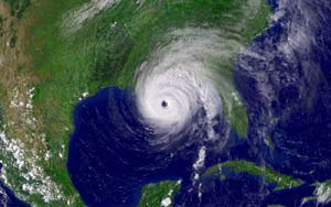 NOAA satellite image of Hurricane Ivan taken at 4:15 p.m. ET on Sept. 15, 2004, just hours before making landfall on the USA Gulf Coast.