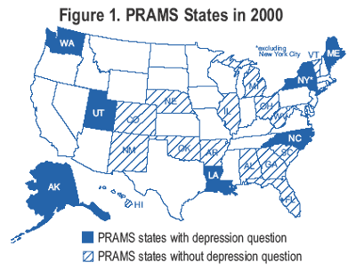 Figure 1 PRAMS states in 2000 with depression question