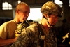 U.S. Army Master Sgt. Jeffrey Tyler checks Spc. Edwin Tyren's gear and rigging during a joint forcible entry exercise on Pope Air Force Base, N.C., Oct. 21, 2008. Tyler is a jump master assigned to Headquarters and Headquarters Battalion, 2nd Brigade Combat Team, 319th Airborne Field Artillery Regiment, 82nd Airborne Division. 