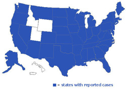 salmonella outbreak february 2007 map