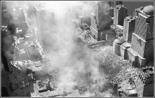 Image of buildings destroyed by an act of terrorism