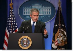 President George W. Bush responds to a question Tuesday, Dec. 4, 2007, during a morning news conference at the White House. White House photo by Joyce N. Boghosian