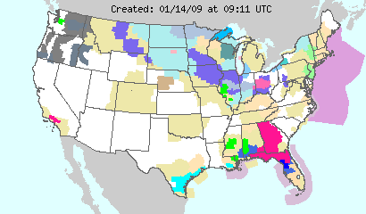 This image displays watches, warnings, statements and advisories issued by the National Weather Service