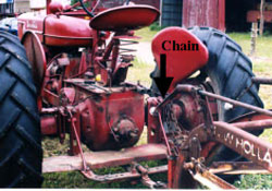 Figure 3. Board, chain and rake attachment on victim’s tractor