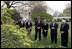 Vice President Dick Cheney stands with Oklahoma City Mayor Mick Cornett, second right, and the Oklahoma Congressional delegation Thursday, April 19, 2007, during a moment of silence on the South Lawn of the White House to commemorate the April 19, 1995 bombing of the Alfred P. Murrah Federal Building in Oklahoma City. The moment of silence was observed in front of a White Dogwood tree planted by former President Bill Clinton and Mrs. Hillary Clinton in honor of the 168 people who lost their lives in the tragedy.