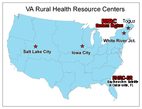 Map of VA Rural Health Research Centers