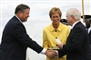 Defense Secretary Robert M. Gates congratulates Air Force Secretary Michael B. Donley after his swearing in ceremony at the Air Force Memorial in Arlington, Va., Oct. 17, 2008.  