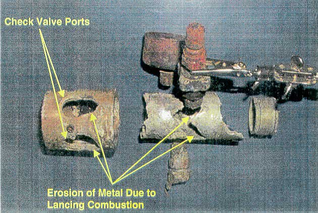 Remains of the regulator involved in the incident.