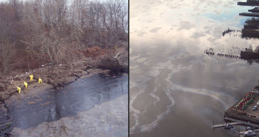 images of oil in the Delaware River