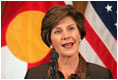 Mrs. Bush speaks at Phipps Mansion in Denver, Colo., Thursday, October 20, 2005, during a Junior Ranger luncheon. The Junior Ranger program introduces young people to America's national parks and historic sites, by teaching lessons about history, culture, and science, as well as respect for nature and appreciation for our role in protecting it.