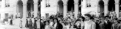 The end of a school day at a coeducational school (1914?), thought to be by Thomas Edison's film company. 