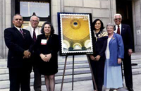 The California State Library held a second-day stamp ceremony on April 25, 2000. 