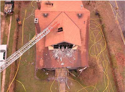 Photo 2. Aerial view of structure after incident. Photo courtesy of fire department
