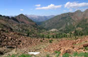 A serpentine landscape dominated by  peridotite.