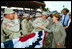 Laura Bush thanks the men and women of the United States Military and the National Guard and Reserves for their service to our Nation during her remarks in Winter Haven, Fla., Saturday, May 1, 2004 "You are the face of American compassion abroad. You will have a greater impact than you can ever imagine on people that you will only know for a brief time. But you have delivered the greatest gift they will ever know -- you've sacrificed your own comfort, your own safety, and your own lives so that others might know freedom."