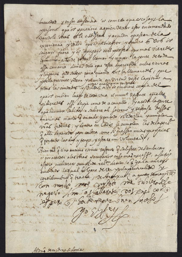 Image 4 of 4, Letter signed, to the Duke of Medina Sidonia, givi