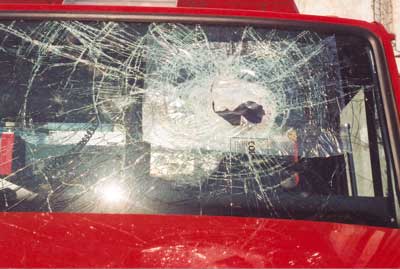 Windshield of the engine involved in incident