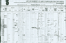 Page from Passenger list
