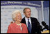 Former First Lady Barbara Bush introduces her son President George W. Bush during a discussion on strengthening Social Security at the Lake Nona YMCA Family Center in Orlando, Fla., Friday, Mar. 18, 2005.