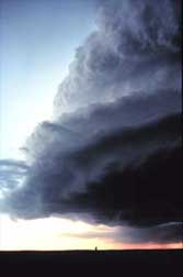 A supercell thunderstorm, often associated with violent weather.