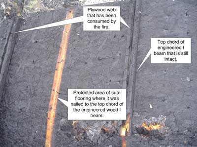 Engineered Wood I-Beam Webs Consumed by Fire