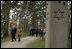 Laura Bush visits the Rumbula Holocaust Memorial in Riga, Latvia, Saturday, May 7, 2005.