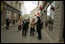 Laura Bush takes a walking tour of Riga, Latvia, Saturday, May 7, 2005.