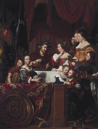 Image: 
Jan de Bray
Dutch, c. 1627 - 1688
Banquet of Antony and Cleopatra, 1669
oil on canvas
249 x 190 cm (98 1/16 x 74 13/16 in.)
Currier Museum of Art, Manchester, New Hampshire, Museum Purchase, Currier Funds
