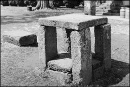 Image of a stone block and table allegedly used to auction off slaves on a Virginia