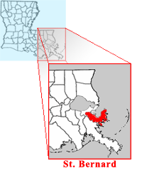 map of St. Bernard parish in relation to the state of Louisiana
