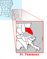 Map of St. Tammany parish in relation to the state of Louisiana