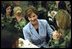 Laura Bush talks with members of the 101st Airborne at Fort Campbell, Kentucky. Known as 