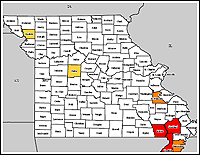 Map of Declared Counties for Disaster 1635