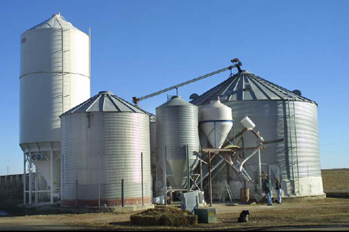 Photo 1 – Group of grain bins at the farm, facing Southeast.