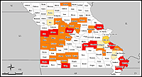 Map of Declared Counties for Disaster 1631