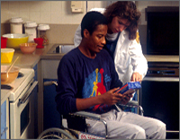 a nurse and a man in a wheelchair
