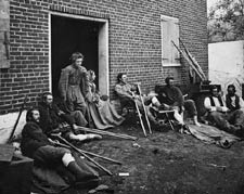 Wounded soldiers from the battles in the "Wilderness" at Fredericksburg, Virginia, May 1864