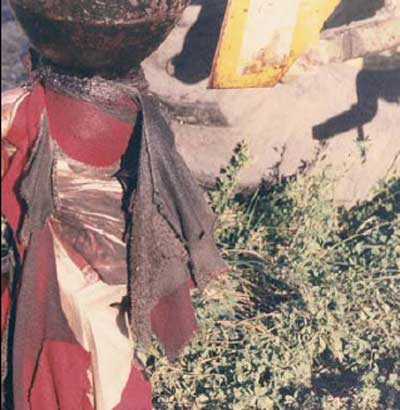 Victim’s clothing wrapped around the auger