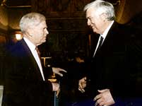 Dr. Billington greets benefactor Donald Jones